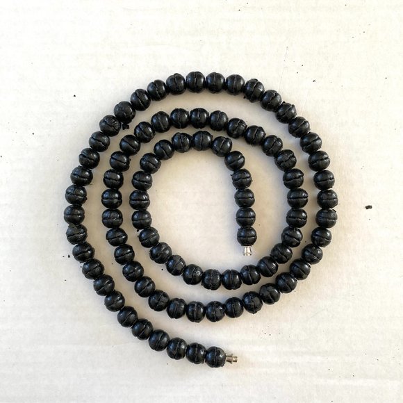 Vintage Club Monaco Black Leather Beaded Extra Long Necklace - Picture 12 of 16